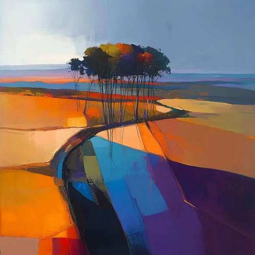 抽象风景图片大全_抽象风景画，色彩线条形状，想象力起飞，感受艺术自然美